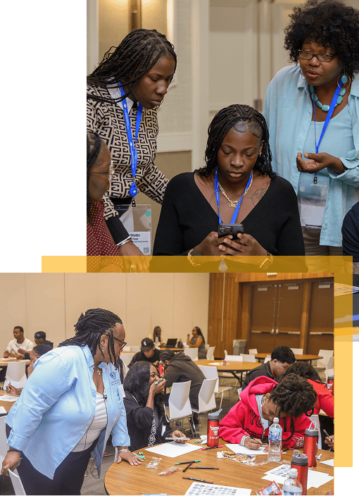 Diverse group of women collaborating at EPI Center event.