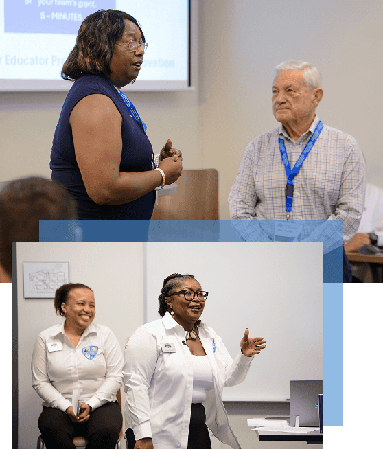 Diverse professionals engaging in a career discussion at EPI Center event.